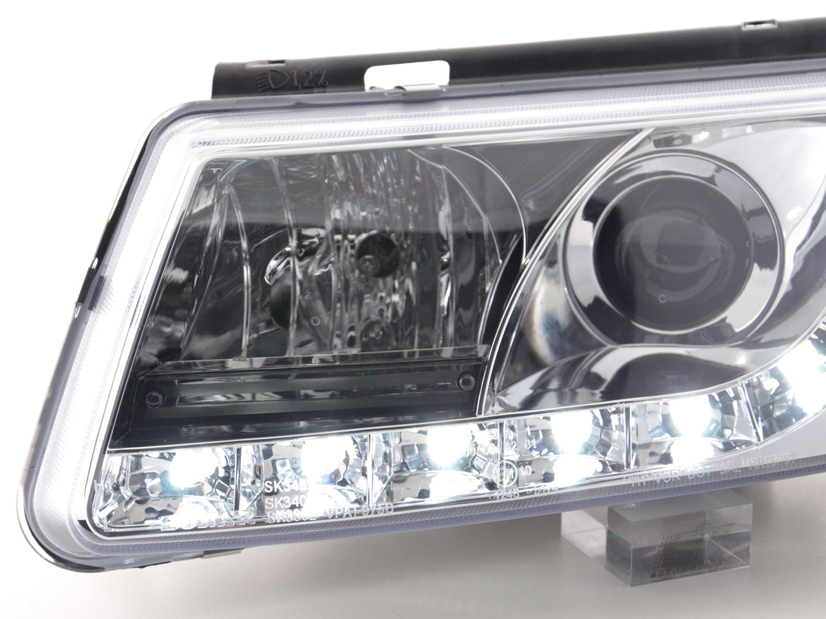 Scheinwerfer Set Daylight LED Tagfahrlicht VW Passat Typ 3B 97-00 chrom Scheinwerfer Set Daylight LED Tagfahrlicht VW Passat Typ 3B 97-00 chrom